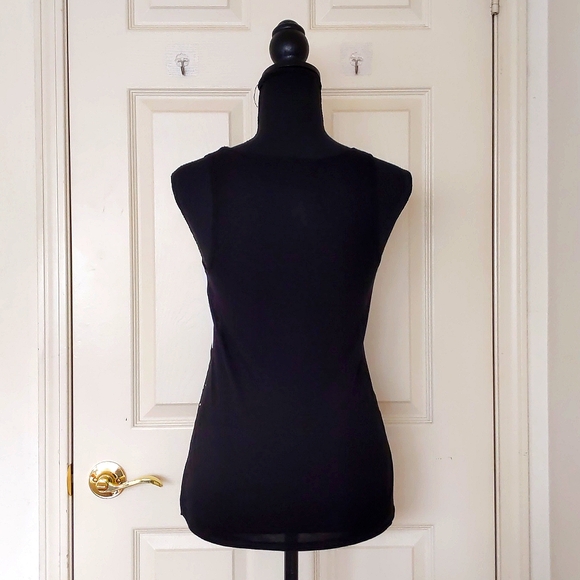 NWT. Express Gorgeous Black/White Sparkles and Sheer Sleeveless Blouse w/Lining. - Picture 2 of 6